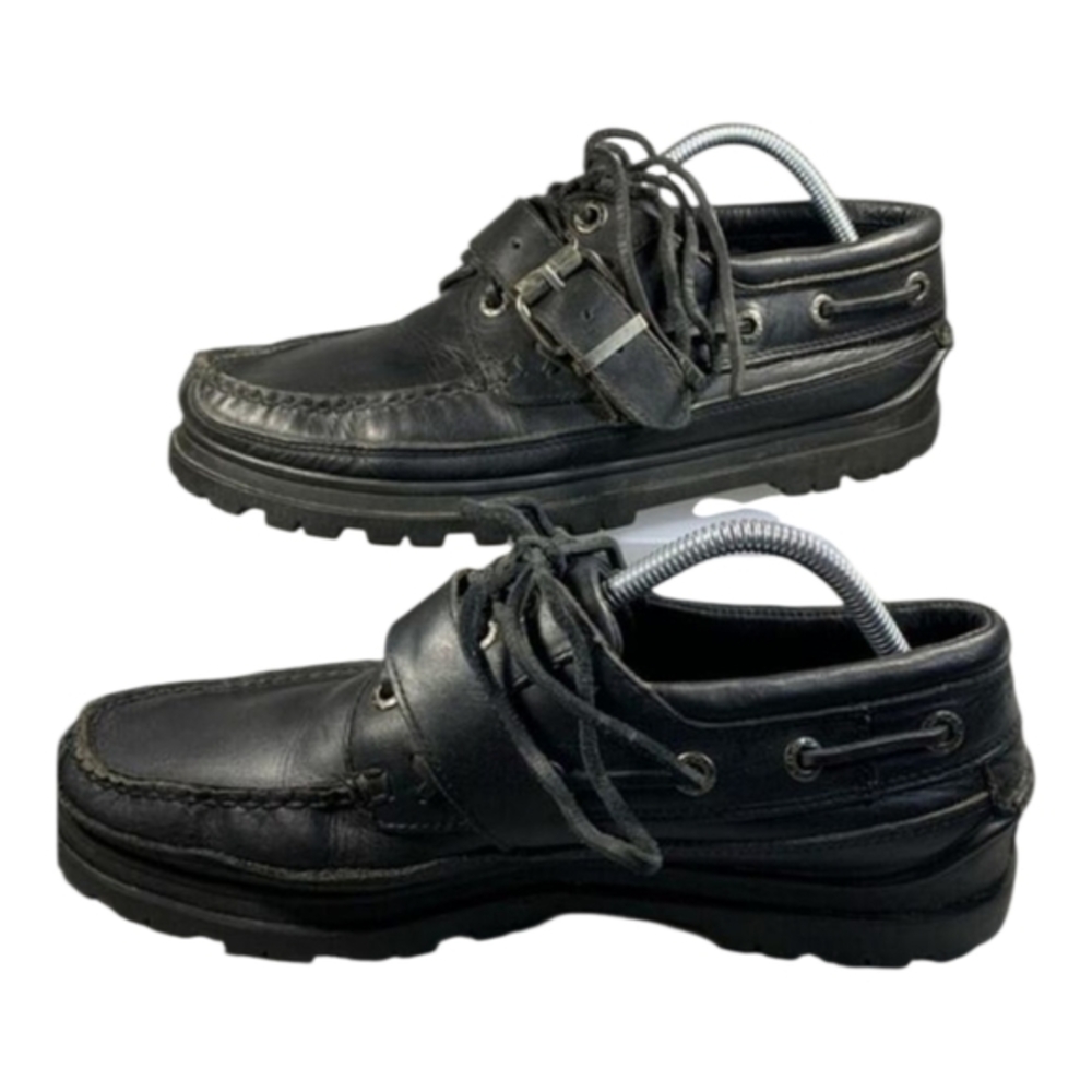 Polo Ralph Lauren vintage black buckle deck boat shoes loafers men's size 10.5 D